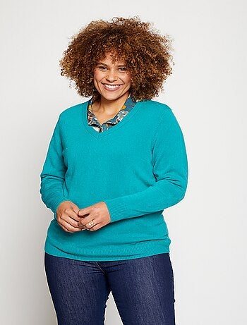 Jersey suave de manga larga con cuello en V - Afibel