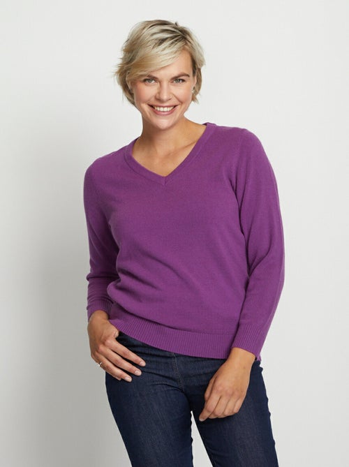 Jersey suave de manga larga con cuello en V - Afibel - Kiabi
