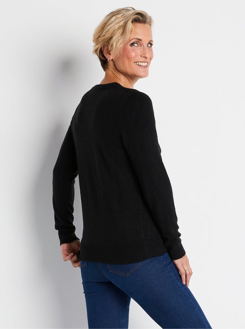 Jersey suave de manga larga con cuello redondo - Afibel - Kiabi