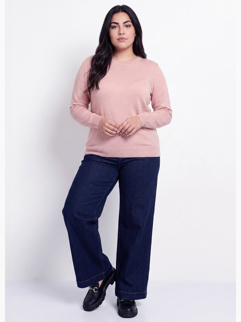 Jersey suave de manga larga con cuello redondo - afibel Rosa - Kiabi