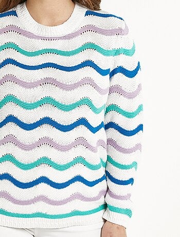 Jersey suave punto bobo rayas relieve cuello redondo - Afibel