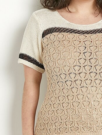 Jersey suave y brillante de manga corta y cuello redondo - Afibel