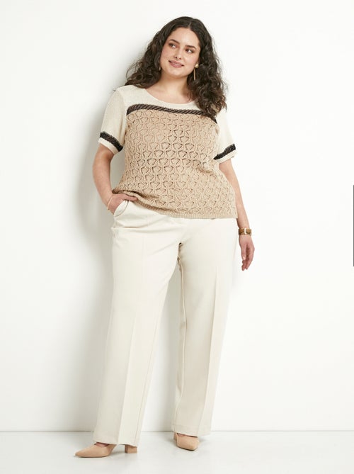 Jersey suave y brillante de manga corta y cuello redondo - Afibel - Kiabi