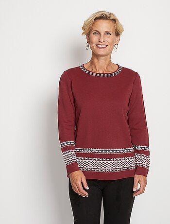 Jersey tipo túnica de largo medio en jacquard suave con cuello redondo - Afibel