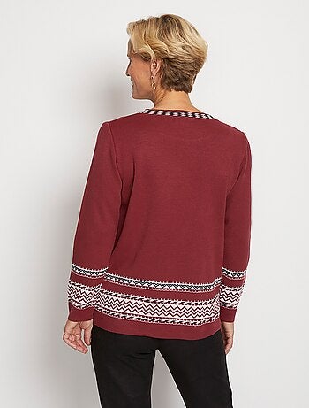 Jersey tipo túnica de largo medio en jacquard suave con cuello redondo - Afibel