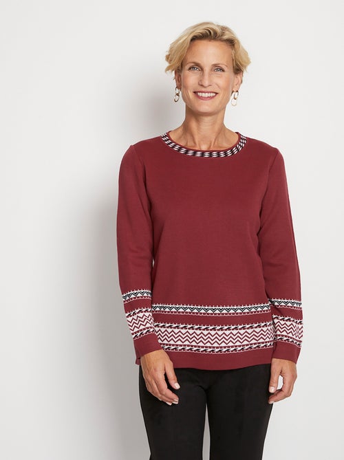 Jersey tipo túnica de largo medio en jacquard suave con cuello redondo - Afibel - Kiabi