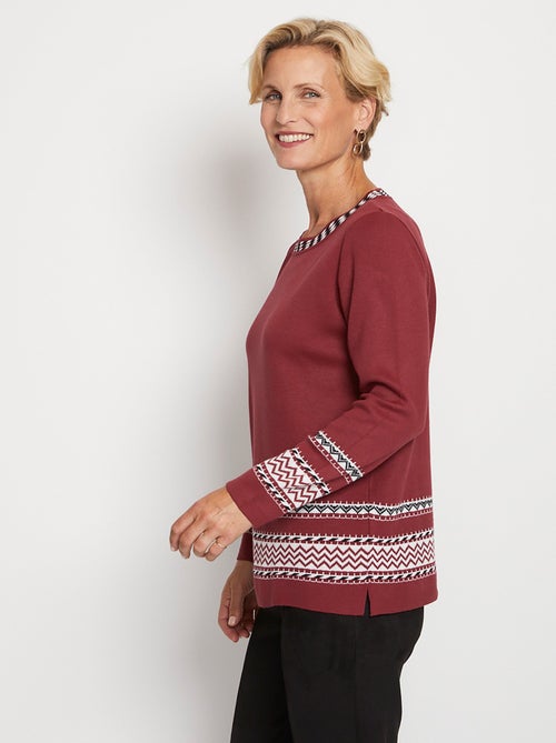Jersey tipo túnica de largo medio en jacquard suave con cuello redondo - Afibel - Kiabi