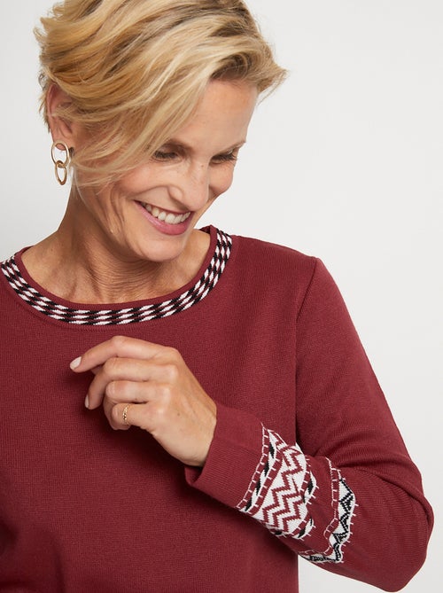 Jersey tipo túnica de largo medio en jacquard suave con cuello redondo - Afibel - Kiabi