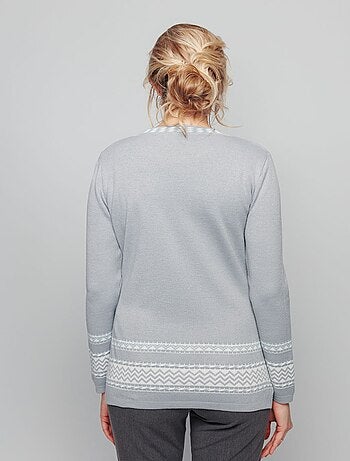 Jersey tipo túnica de largo medio en jacquard suave con cuello redondo - Afibel