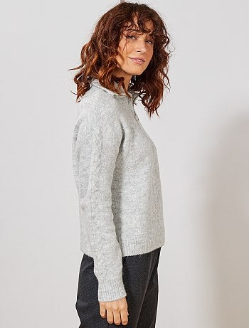 Jersey trenzado con cremallera en el cuello - Kiabi