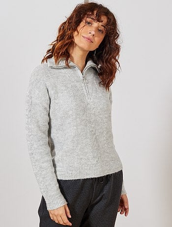 Jersey trenzado con cremallera en el cuello - Kiabi