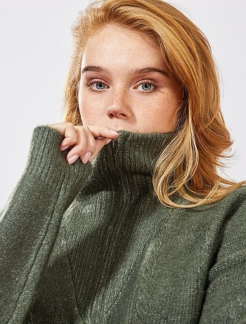 Jersey trenzado con cremallera en el cuello - Kiabi