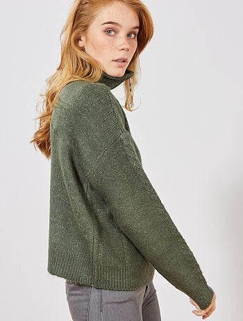 Jersey trenzado con cremallera en el cuello - Kiabi