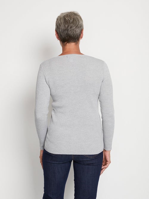 Jersey tunecino de escote con lana merino - Afibel - Kiabi
