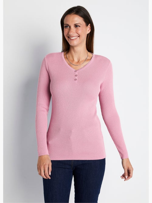 Jersey tunecino de escote con lana merino - Afibel - Kiabi