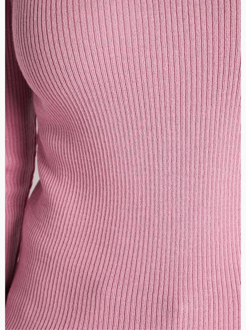 Jersey tunecino de escote con lana merino - Afibel Rose poudré - Kiabi