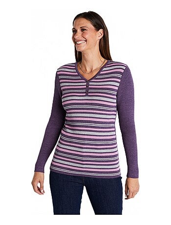 Jersey tunecino de escote con lana merino - Afibel