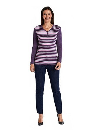 Jersey tunecino de escote con lana merino - Afibel