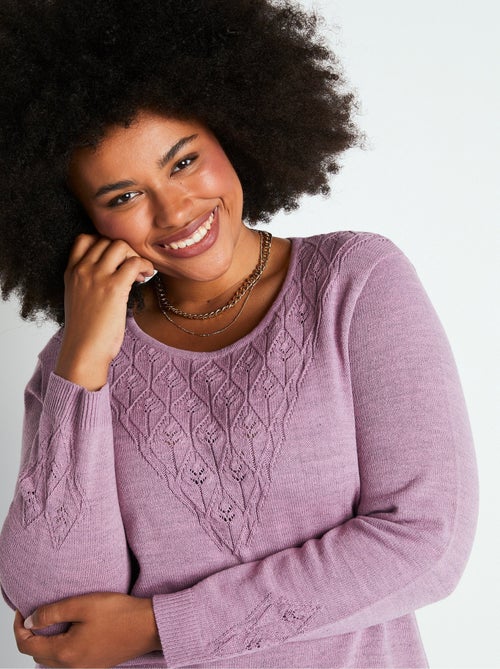 Jersey túnica calado jaspeado con cuello redondo - Afibel - Kiabi