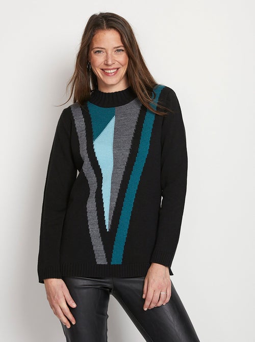 Jersey túnica de jacquard con cuello alto - Afibel - Kiabi