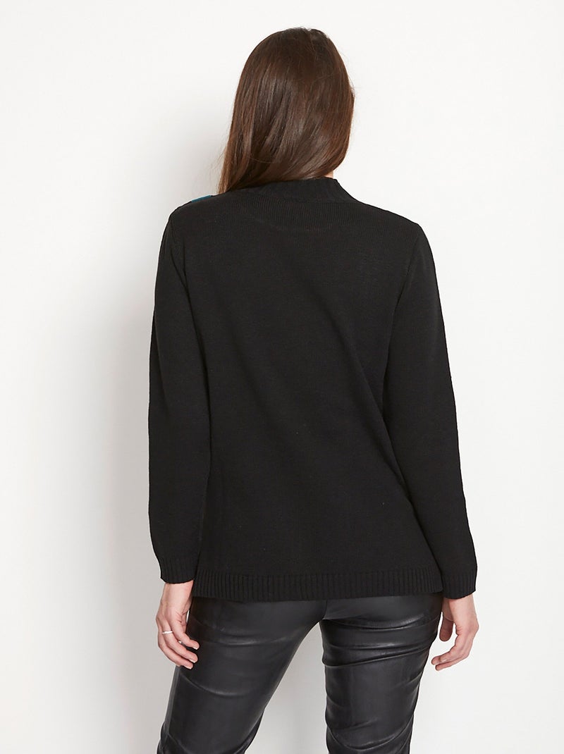 Jersey túnica de jacquard con cuello alto - Afibel Negro Verde - Kiabi