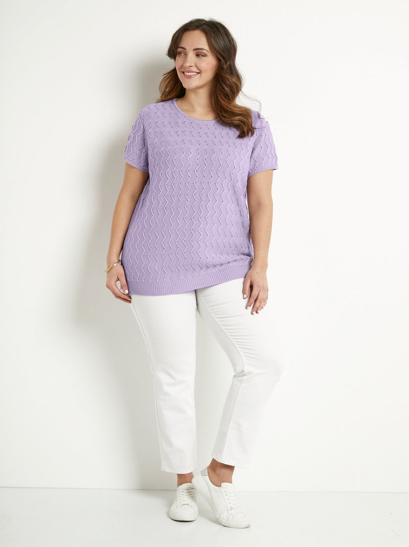 Jersey túnica de punto con relieve torcido y manga corta - Afibel Malva chiaro - Kiabi