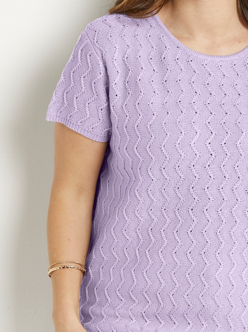 Jersey túnica de punto con relieve torcido y manga corta - Afibel Malva chiaro - Kiabi