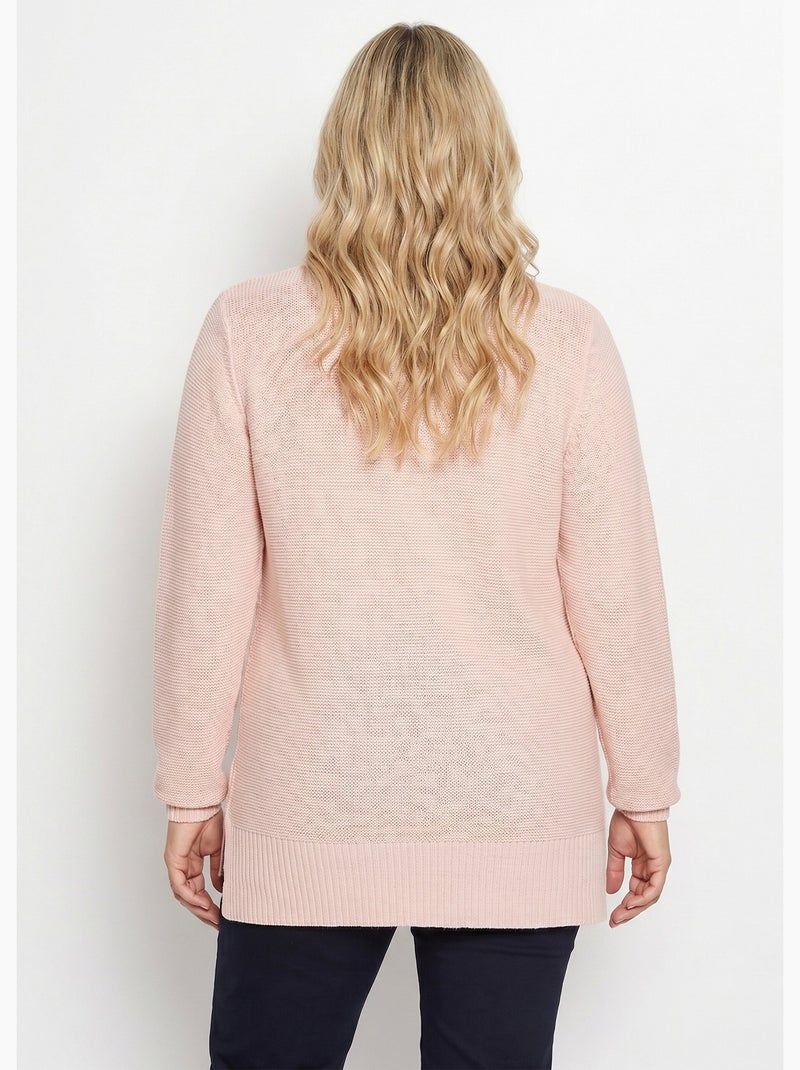 Jersey túnica de punto invertido y ochos - Afibel Rosa - Kiabi