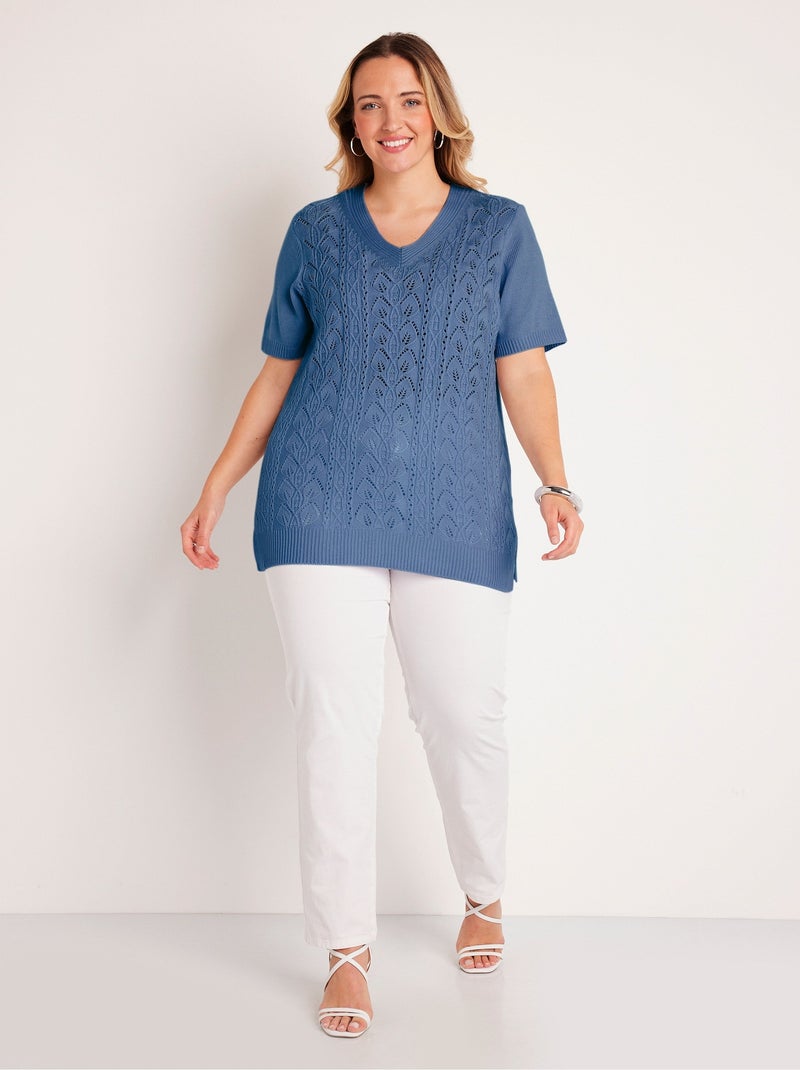 Jersey túnica largo cuello pico - Afibel Azul - Kiabi