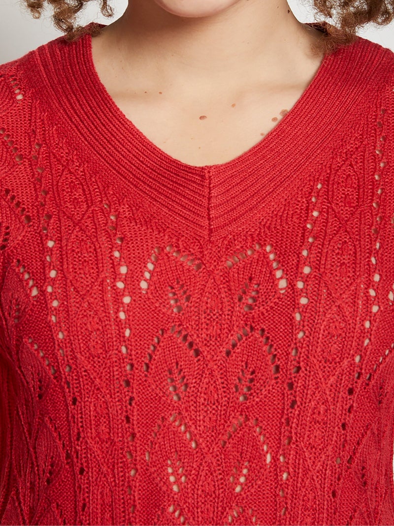 Jersey túnica largo cuello pico Frambuesa - Kiabi