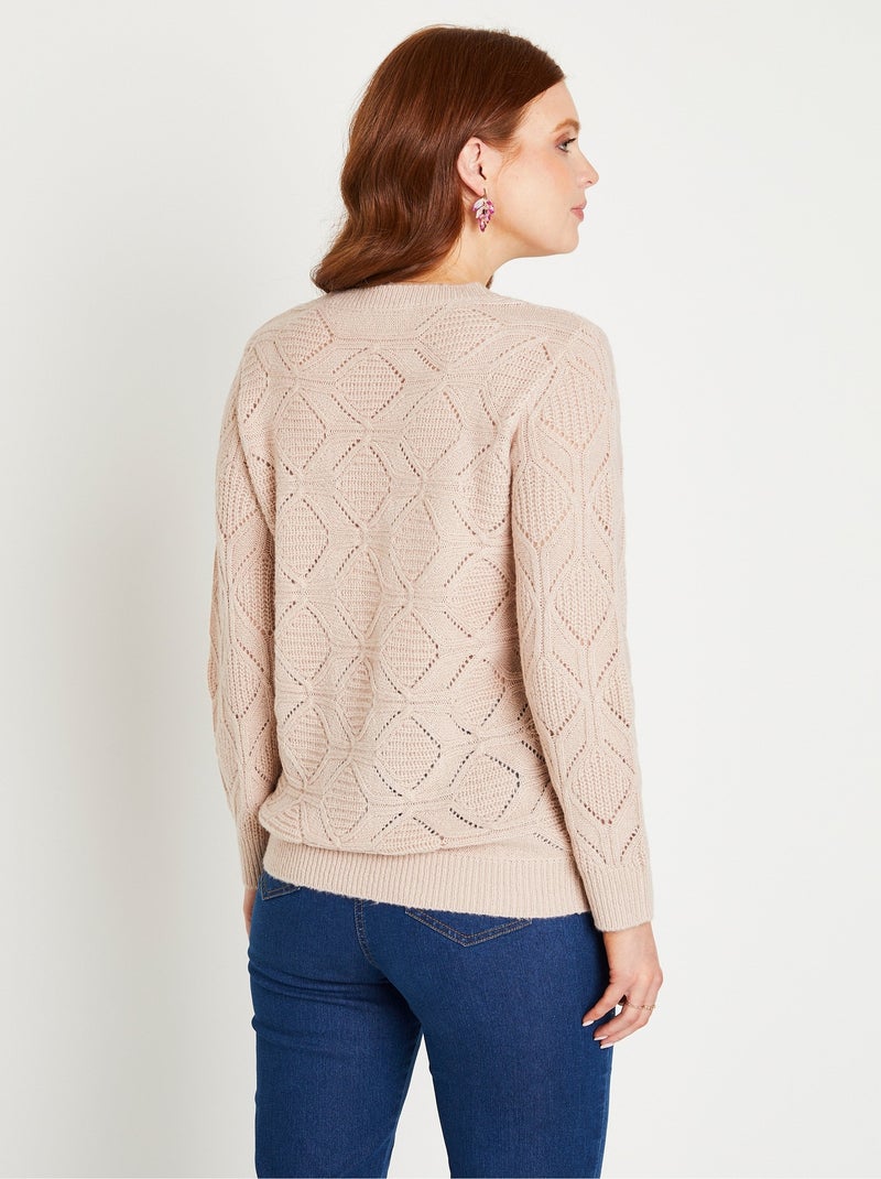 Jersey túnica, largo medio, liso, cuello redondo, vainica - Afibel Beige - Kiabi