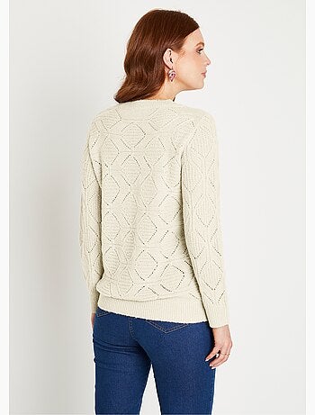 Jersey túnica midi liso con cuello redondo de punto calado - Afibel