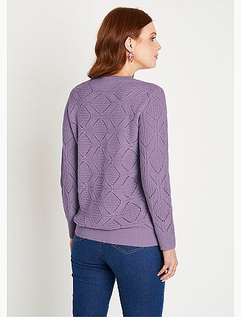 Jersey túnica midi liso con cuello redondo de punto calado - Afibel