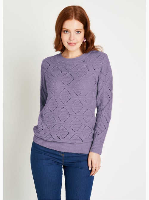 Jersey túnica midi liso con cuello redondo de punto calado - Afibel - Kiabi