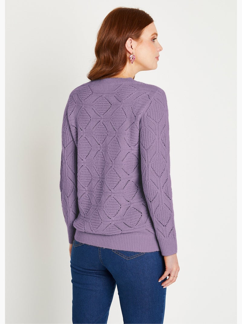 Jersey túnica midi liso con cuello redondo de punto calado - Afibel Malva chiaro - Kiabi