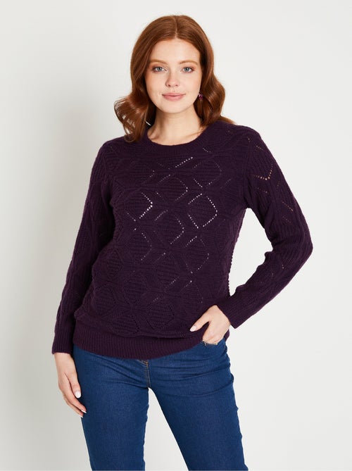 Jersey túnica midi liso con cuello redondo de punto calado - Afibel - Kiabi