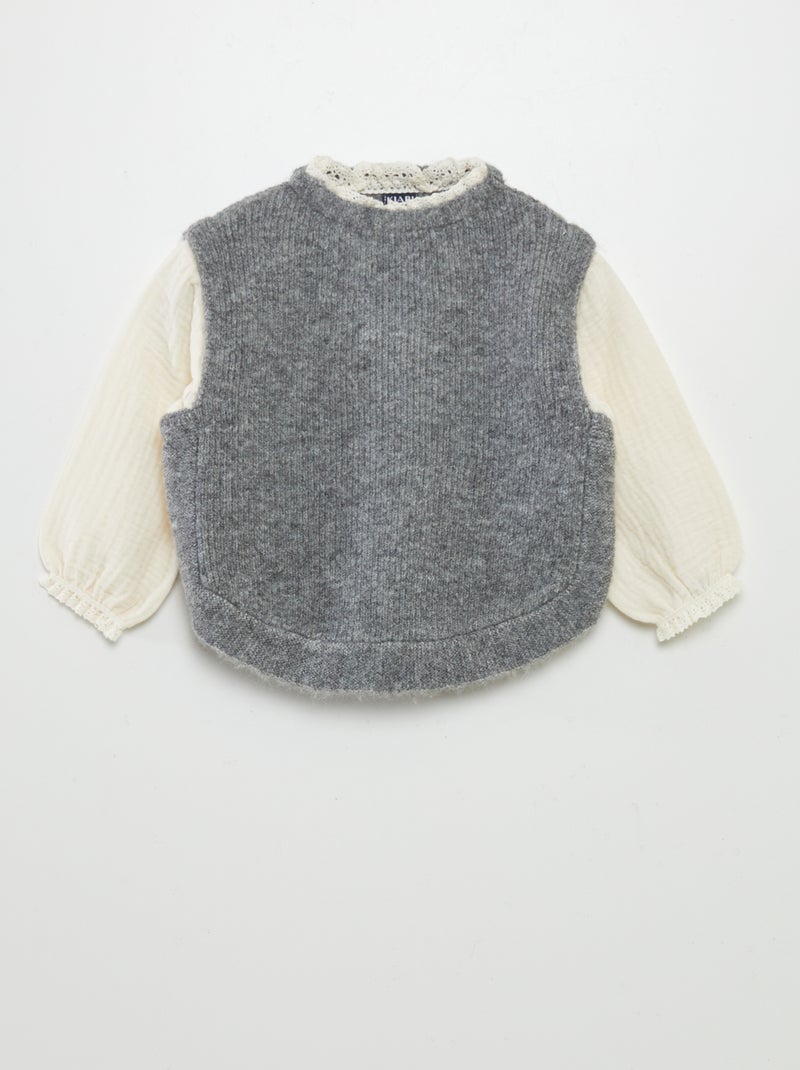 Jersey y blusa 2 en 1 GRIS - Kiabi