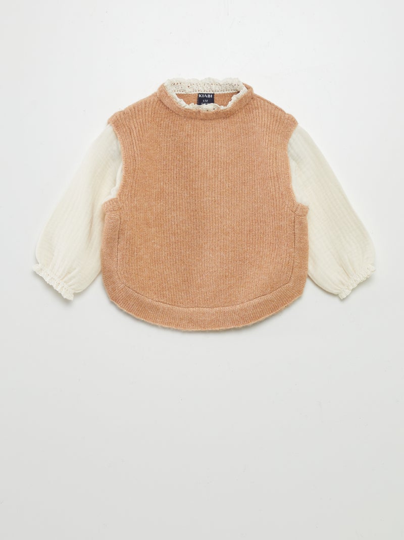 Jersey y blusa 2 en 1 MARRON - Kiabi