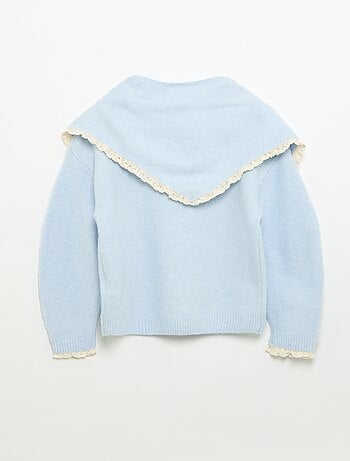 Jersey y pañuelo de punto con bordes de ganchillo - 2 piezas