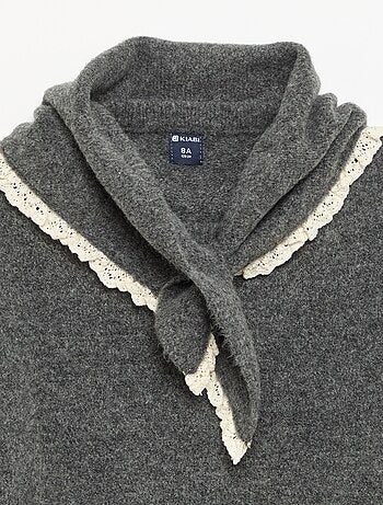Jersey y pañuelo de punto con bordes de ganchillo - 2 piezas