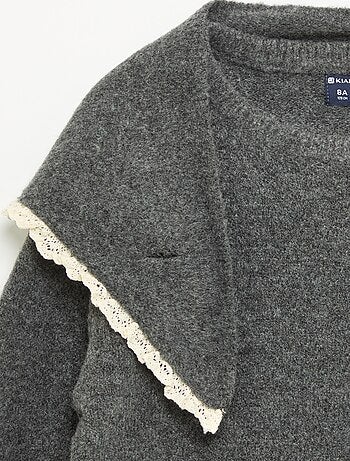 Jersey y pañuelo de punto con bordes de ganchillo - 2 piezas