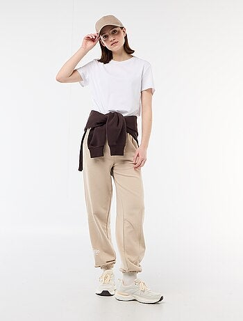 Joggers corte barrel de algodón liso