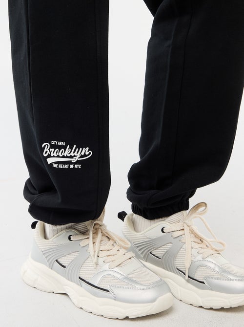 Joggers corte barrel de algodón liso - Kiabi