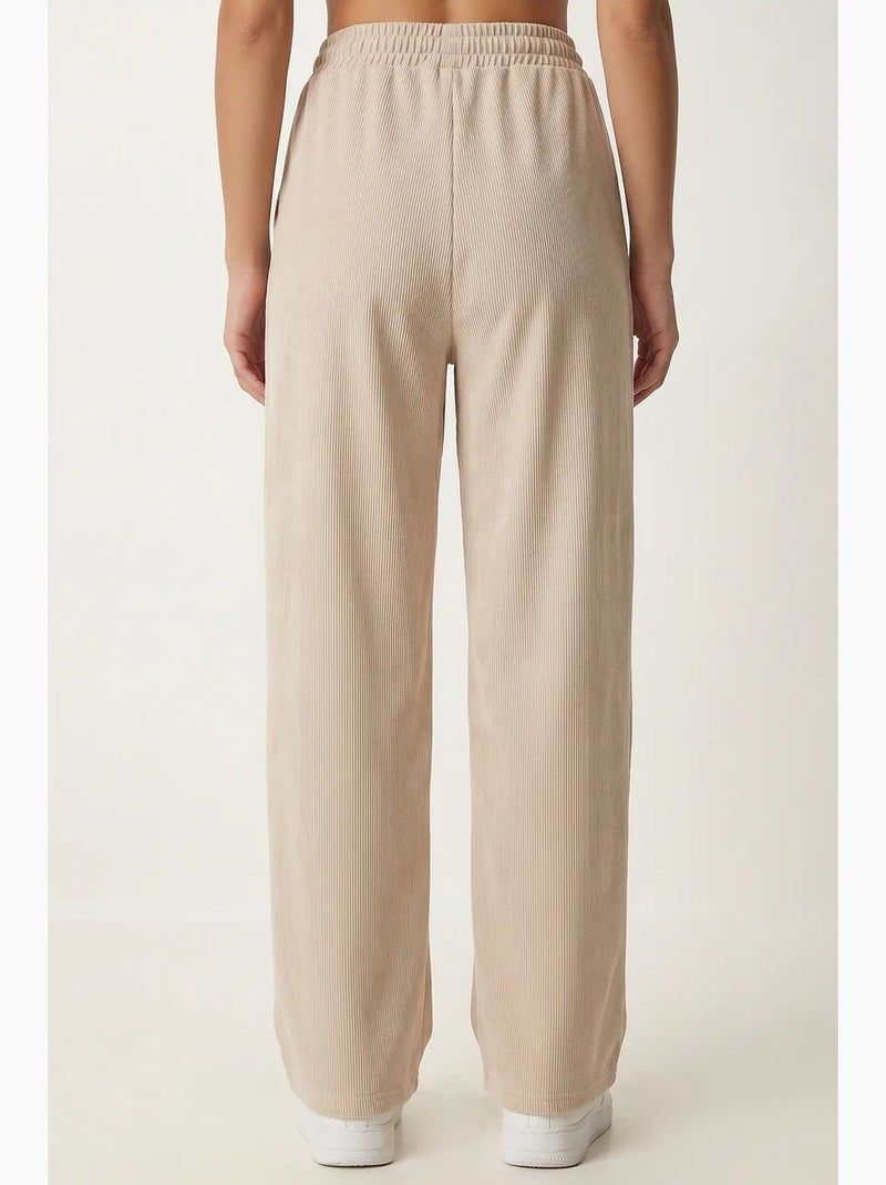 Joggers de mujer de pernera ancha en modal istanbul Beige arcilla - Kiabi