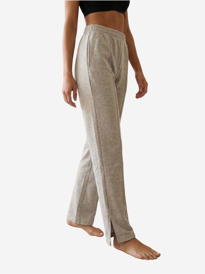 Joggers de punto de tiro alto y pernera ancha my fashion Gris claro - Kiabi