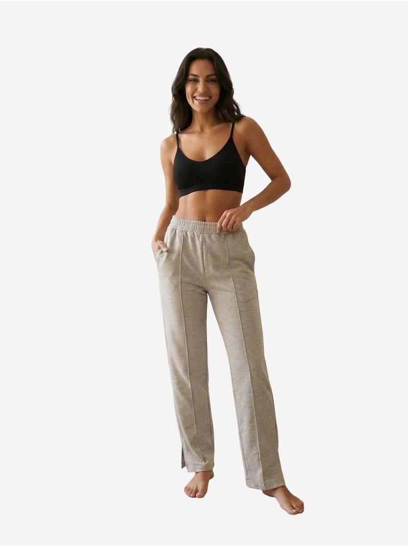 Joggers de punto de tiro alto y pernera ancha my fashion Gris claro - Kiabi