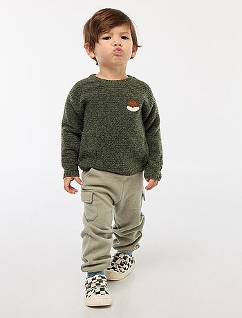 Jogging de canalé en algodón liso