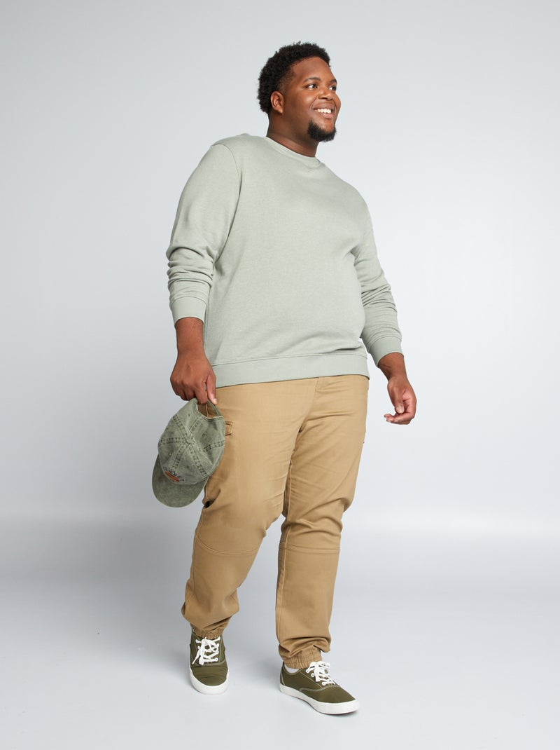 Jogpant con bolsillos con solapa Beige - Kiabi