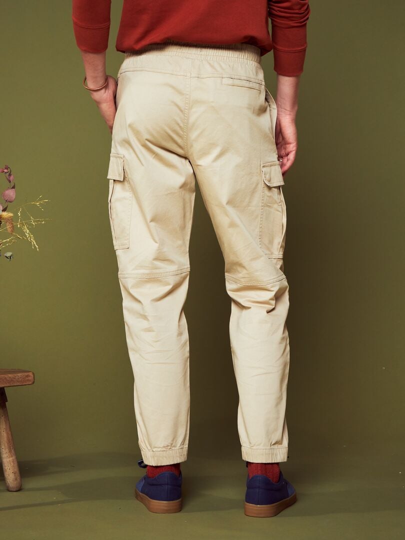 Jogpant con bolsillos con solapa BEIGE - Kiabi