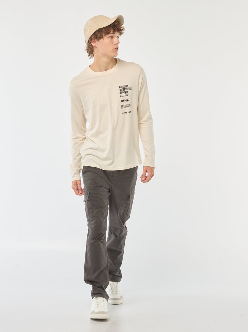 Jogpant con bolsillos con solapa Gris - Kiabi